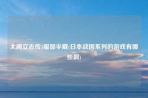 太阁立志传5服部半藏(日本战国系列的游戏有哪些啊)