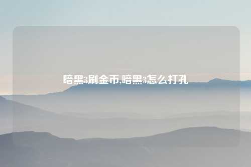 暗黑3刷金币,暗黑3怎么打孔