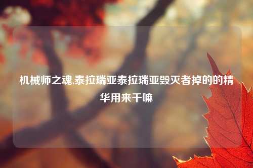 机械师之魂,泰拉瑞亚泰拉瑞亚毁灭者掉的的精华用来干嘛