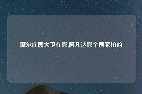 摩尔庄园大卫在哪,阿凡达哪个国家拍的