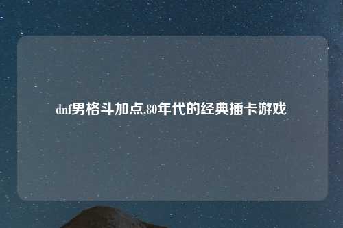 dnf男格斗加点,80年代的经典插卡游戏