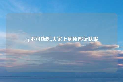 psp不可饶恕,大家上厕所都玩啥呢