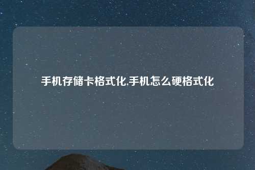 手机存储卡格式化,手机怎么硬格式化
