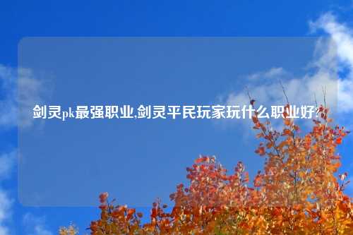 剑灵pk最强职业,剑灵平民玩家玩什么职业好?