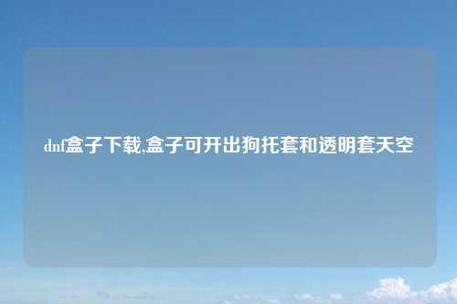 dnf盒子下载,盒子可开出狗托套和透明套天空