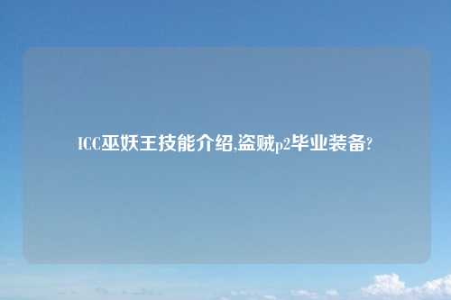ICC巫妖王技能介绍,盗贼p2毕业装备?