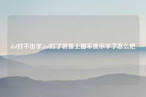 dnf打不出字,dnf打了装备上面不显示字了怎么把