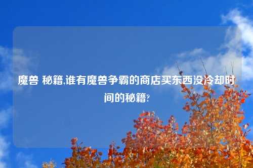 魔兽 秘籍,谁有魔兽争霸的商店买东西没冷却时间的秘籍?