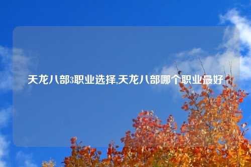 天龙八部3职业选择,天龙八部哪个职业最好