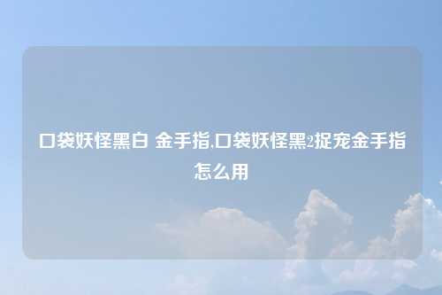 口袋妖怪黑白 金手指,口袋妖怪黑2捉宠金手指怎么用