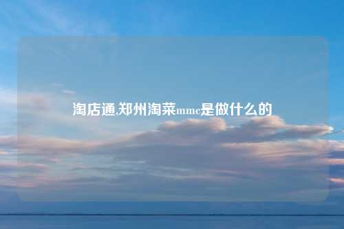 淘店通,郑州淘菜mmc是做什么的