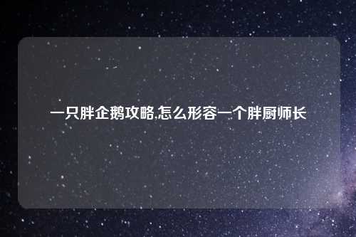 一只胖企鹅攻略,怎么形容一个胖厨师长