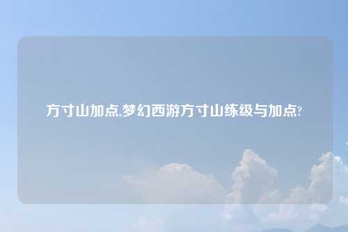 方寸山加点,梦幻西游方寸山练级与加点?