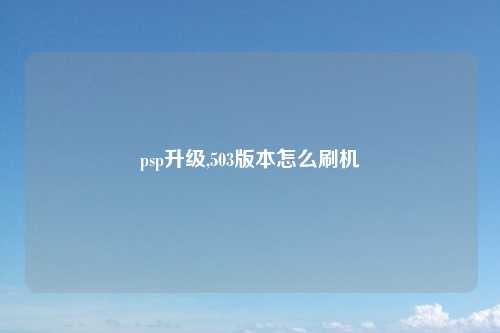 psp升级,503版本怎么刷机