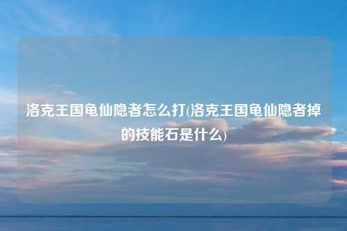 洛克王国龟仙隐者怎么打(洛克王国龟仙隐者掉的技能石是什么)