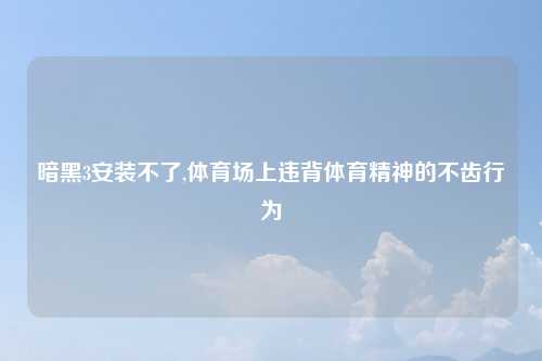暗黑3安装不了,体育场上违背体育精神的不齿行为