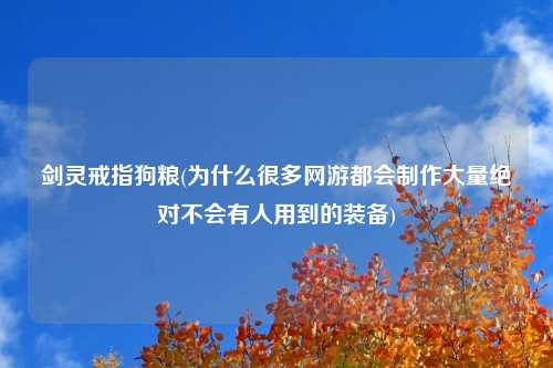 剑灵戒指狗粮(为什么很多网游都会制作大量绝对不会有人用到的装备)
