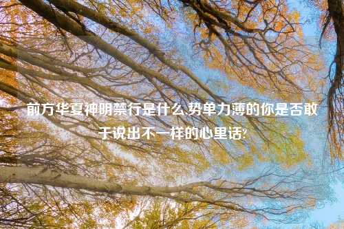 前方华夏神明禁行是什么,势单力薄的你是否敢于说出不一样的心里话?