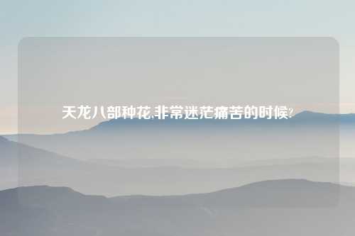 天龙八部种花,非常迷茫痛苦的时候?