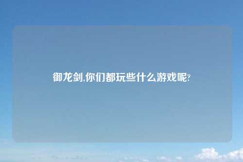 御龙剑,你们都玩些什么游戏呢?