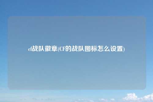 cf战队徽章(CF的战队图标怎么设置)