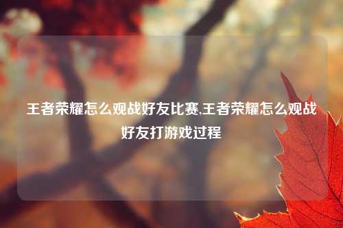 王者荣耀怎么观战好友比赛,王者荣耀怎么观战好友打游戏过程