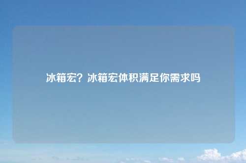 冰箱宏？冰箱宏体积满足你需求吗