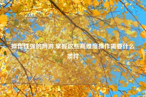 操作性强的网游,掌握这些高难度操作需要什么条件