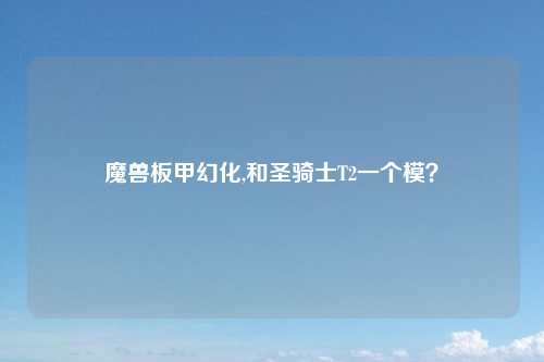 魔兽板甲幻化,和圣骑士T2一个模？