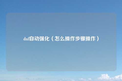 dnf自动强化（怎么操作步骤操作）