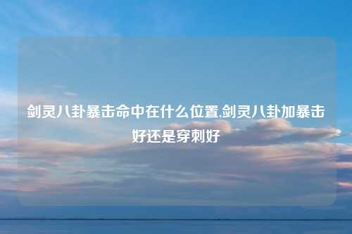 剑灵八卦暴击命中在什么位置,剑灵八卦加暴击好还是穿刺好