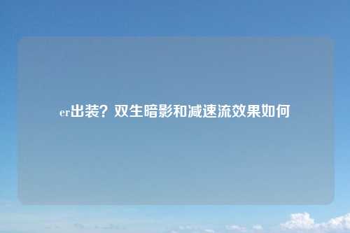 er出装？双生暗影和减速流效果如何