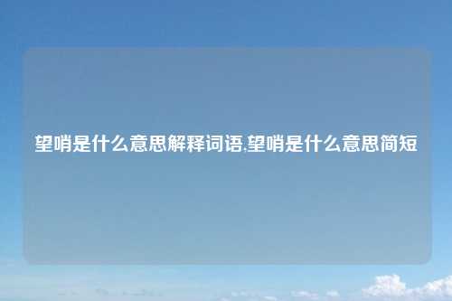 望哨是什么意思解释词语,望哨是什么意思简短