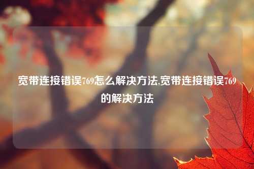 宽带连接错误769怎么解决方法,宽带连接错误769的解决方法