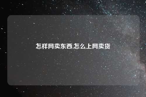 怎样网卖东西,怎么上网卖货