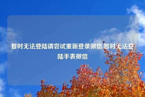 暂时无法登陆请尝试重新登录微信,暂时无法登陆手表微信