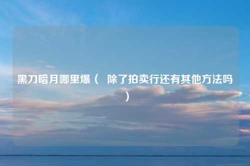 黑刀暗月哪里爆（  除了拍卖行还有其他方法吗）