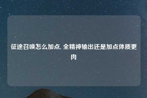 征途召唤怎么加点, 全精神输出还是加点体质更肉