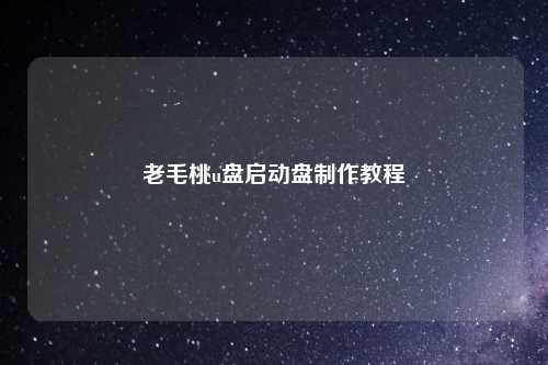 老毛桃u盘启动盘制作教程