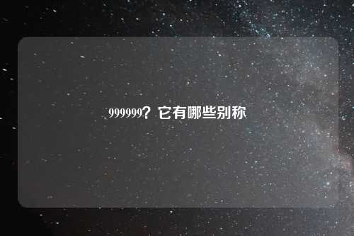 999999？它有哪些别称