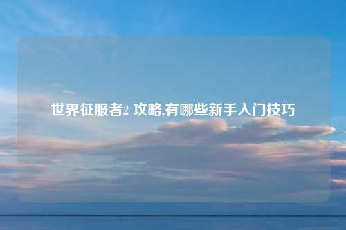 世界征服者2 攻略,有哪些新手入门技巧