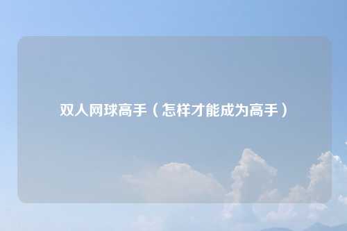 双人网球高手（怎样才能成为高手）