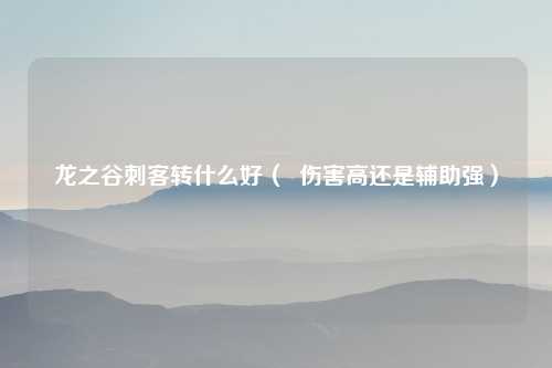 龙之谷刺客转什么好（  伤害高还是辅助强）