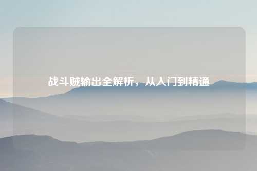 战斗贼输出全解析，从入门到精通