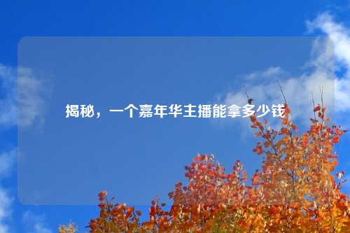 揭秘，一个嘉年华主播能拿多少钱