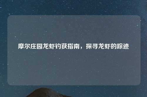摩尔庄园龙虾钓获指南，探寻龙虾的踪迹