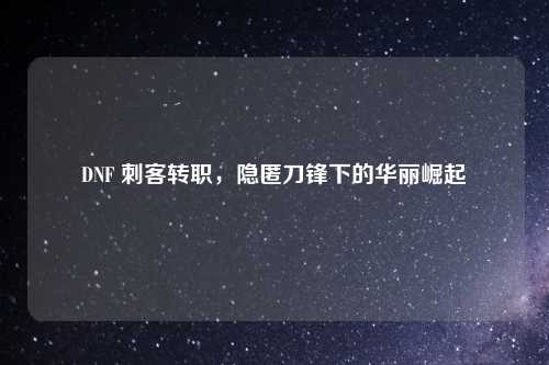 DNF 刺客转职，隐匿刀锋下的华丽崛起