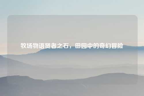 牧场物语贤者之石，田园中的奇幻冒险