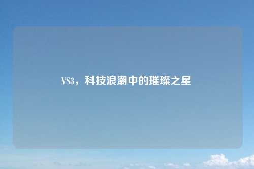 VS3，科技浪潮中的璀璨之星