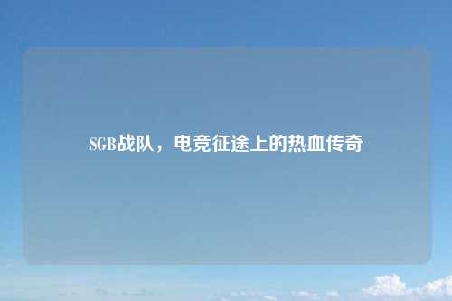 SGB战队,电竞征途上的热血传奇